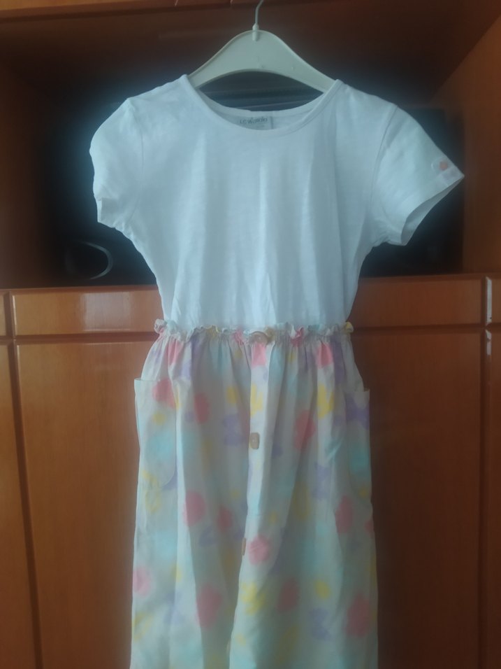 Kız Çocuk Beyaz Renkli Fırfırlı Elbise - Görsel 2