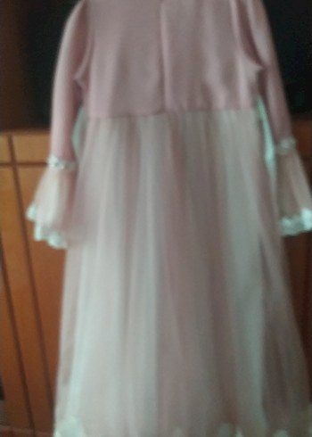 Uzun Kollu Pudra Kız Çocuk abiye Elbise - Görsel 7