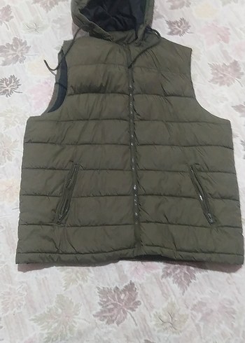 Fermuarlı Kapüşonlu erkek yeşil Yelek - Görsel 4