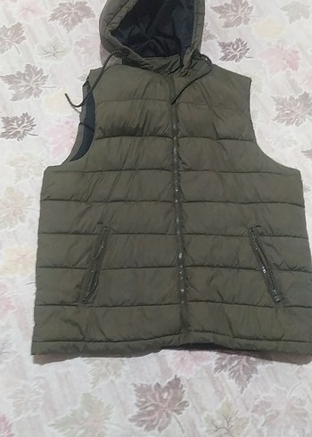 Fermuarlı Kapüşonlu erkek yeşil Yelek - Görsel 3