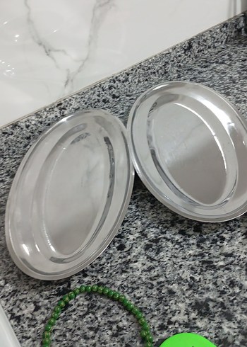 Parlak Gri Paslanmaz Çelik Servis Tabağı - Görsel 2