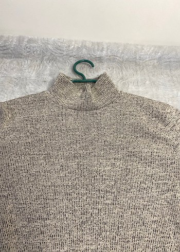 Bej Kadın Boğazlı Triko Kazak - Görsel 2