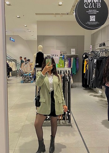 Yeşil Süet Kadın Blazer Ceket - Görsel 2