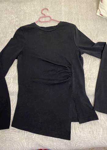 Siyah Bisiklet Yakalı Uzun Kollu bluz - Görsel 2