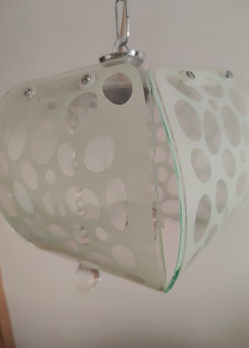 Beyaz Desenli Cam Sarkıt Lamba - Görsel 2