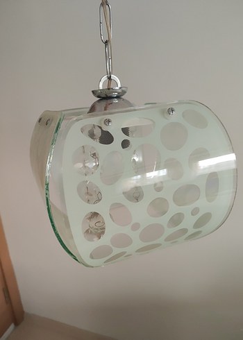 Beyaz Desenli Cam Sarkıt Lamba - Görsel 3