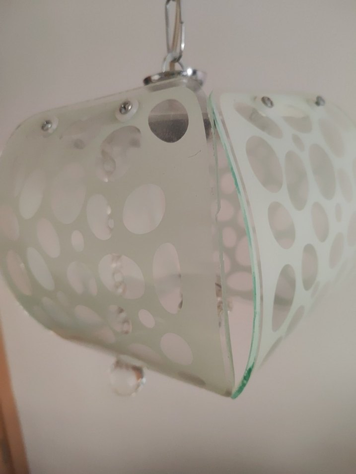 Beyaz Desenli Cam Sarkıt Lamba - Görsel 2