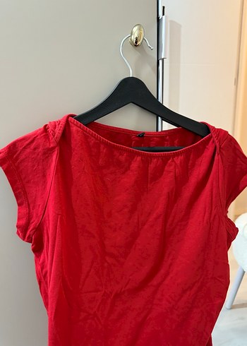 Kırmızı Kısa Kollu Hamile Kıyafeti - Görsel 2