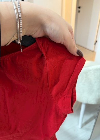 Kırmızı Kısa Kollu Hamile Kıyafeti - Görsel 4