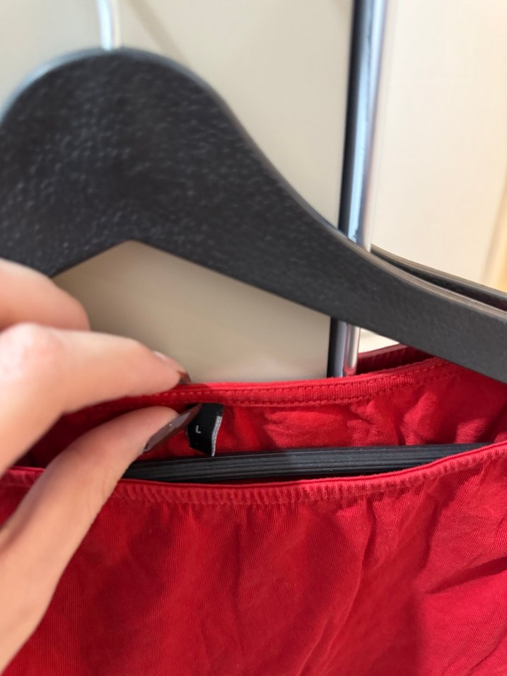 Kırmızı Kısa Kollu Hamile Kıyafeti - Görsel 3