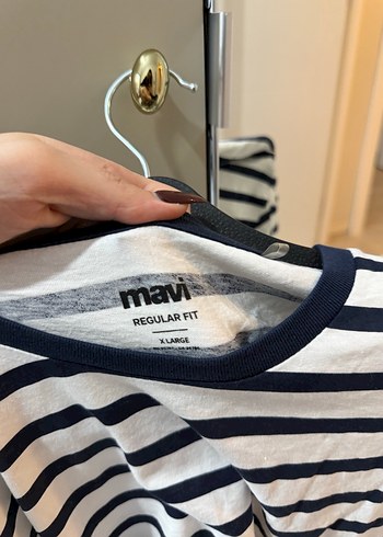 Çizgili Pamuklu Hamile Tişörtü - Görsel 4