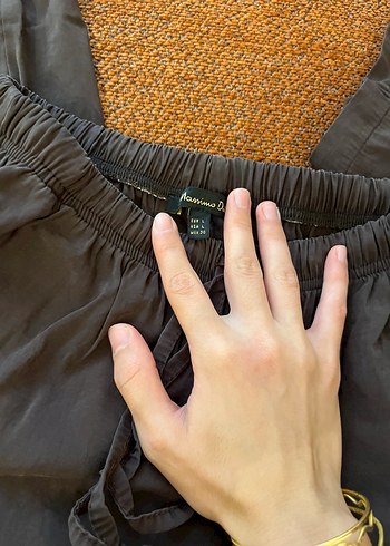 Massimo Dutti Beli Bağlamalı Kahverengi tensel kumaş pantolon