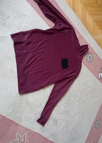 Bordo Boğazlı Kadın Triko Kazak - Görsel 2