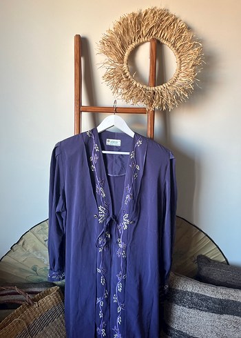 Nakışlı Mor Uzun Kadın Sabahlık - Görsel 2