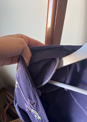 Nakışlı Mor Uzun Kadın Sabahlık - Görsel 3