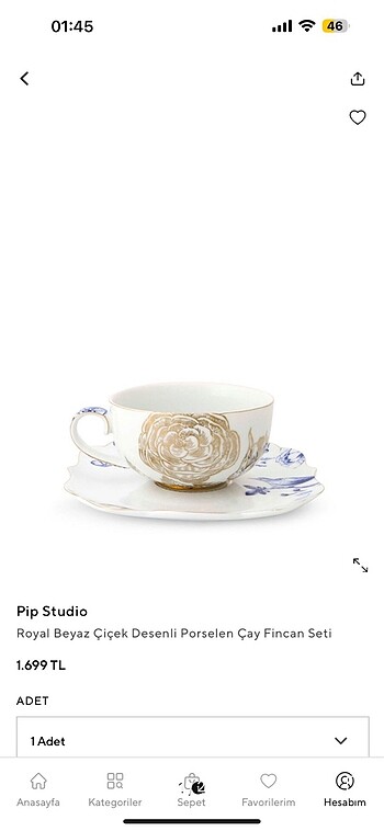 ROYAL WHİTE ÇAY FİNCANI (PİP STUDİO)