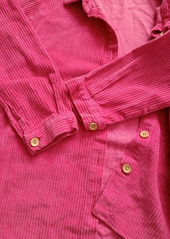 Pembe Nakışlı kız Çocuk Gömlek - Görsel 7