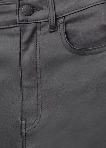 Gri Deri Kadın Normal Paça Pantolon - Görsel 3