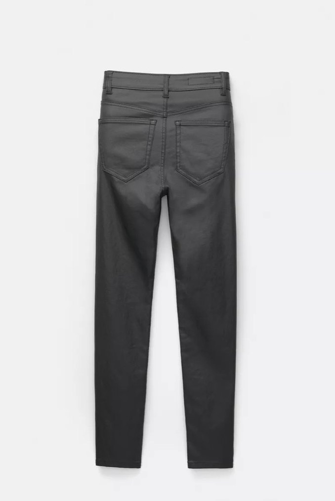 Gri Deri Kadın Normal Paça Pantolon - Görsel 2