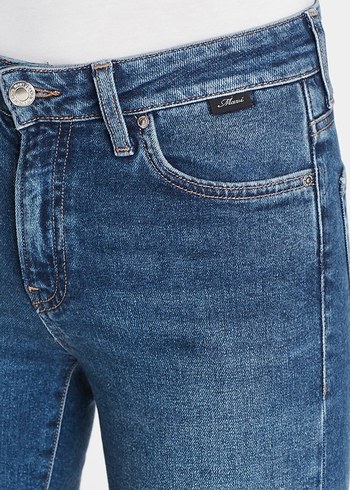 Mavi Dar Kesim Midi Kadın Kot Pantolon - Görsel 3