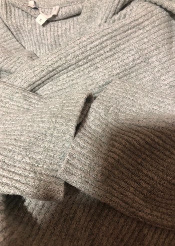 Gri Örgü Kadın Kazak Uzun Kollu - Görsel 7