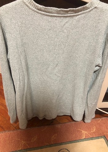 Gri Örgü Kadın Kazak Uzun Kollu - Görsel 3