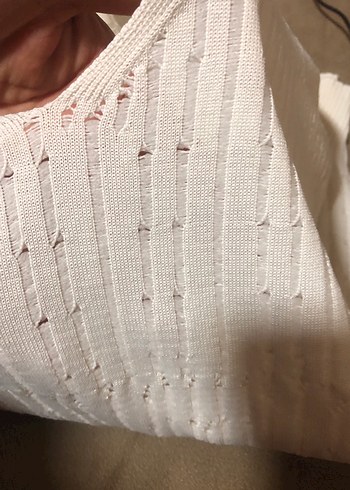 Beyaz V Yaka Kadın Triko Kazak - Görsel 5