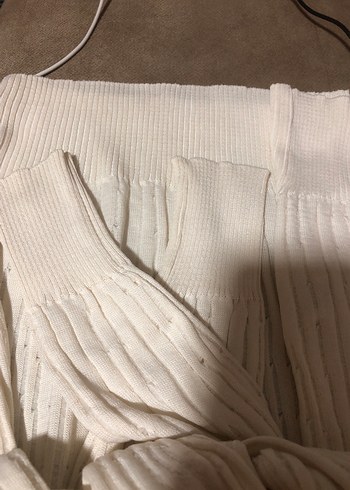 Beyaz V Yaka Kadın Triko Kazak - Görsel 6