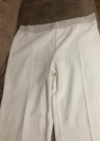 Beyaz Keten Midi Kadın Kumaş Pantolon - Görsel 5