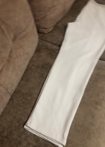 Beyaz Keten Midi Kadın Kumaş Pantolon - Görsel 10