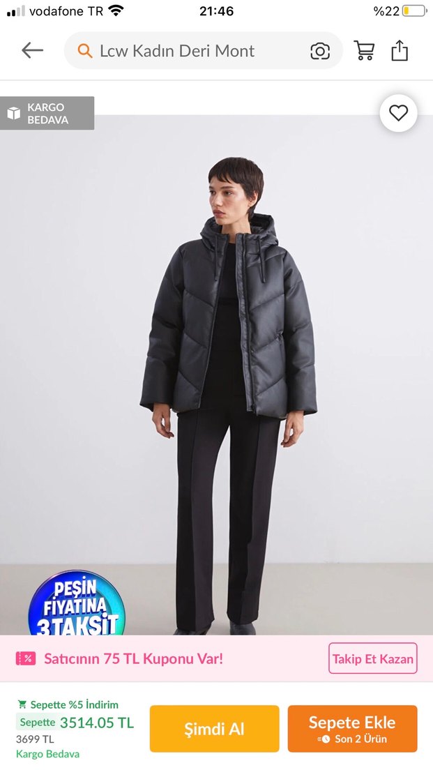 Siyah Deri Kapüşonlu Kadın Ceket - Görsel 2