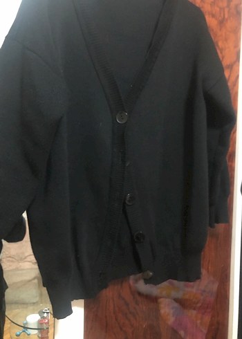 Düğmeli Siyah Midi Kadın Hırka - Görsel 4