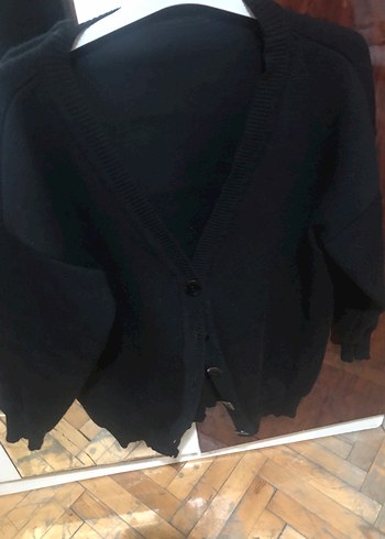 Düğmeli Siyah Midi Kadın Hırka - Görsel 8