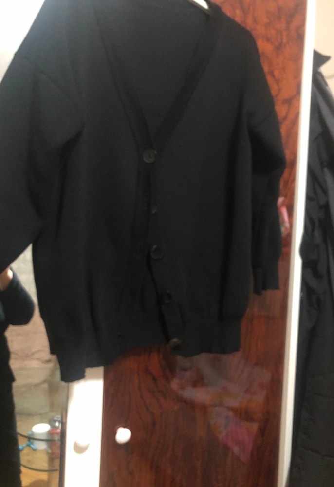 Düğmeli Siyah Midi Kadın Hırka - Görsel 2