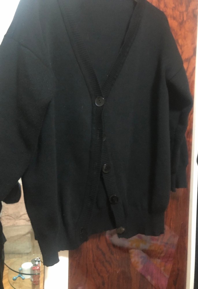 Düğmeli Siyah Midi Kadın Hırka - Görsel 4