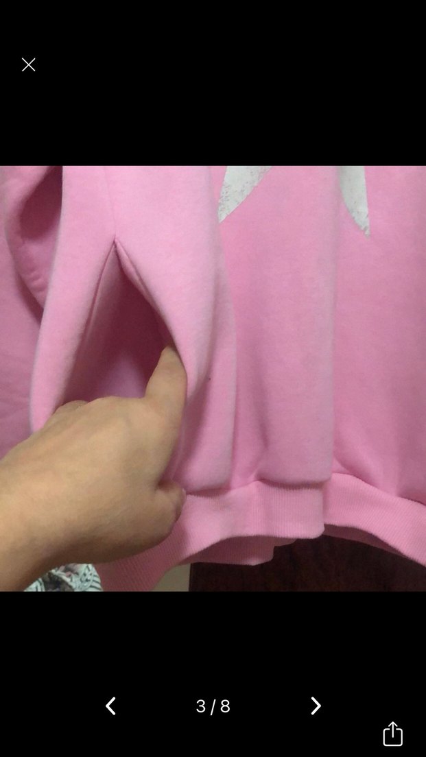 Pembe Baskılı Kadın Sweatshirt - Görsel 4