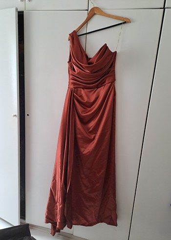 kiremit rengir romance Drapeli Uzun Abiye Elbise - Görsel 2