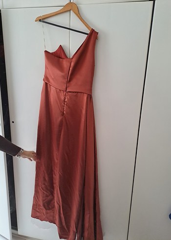 kiremit rengir romance Drapeli Uzun Abiye Elbise - Görsel 5