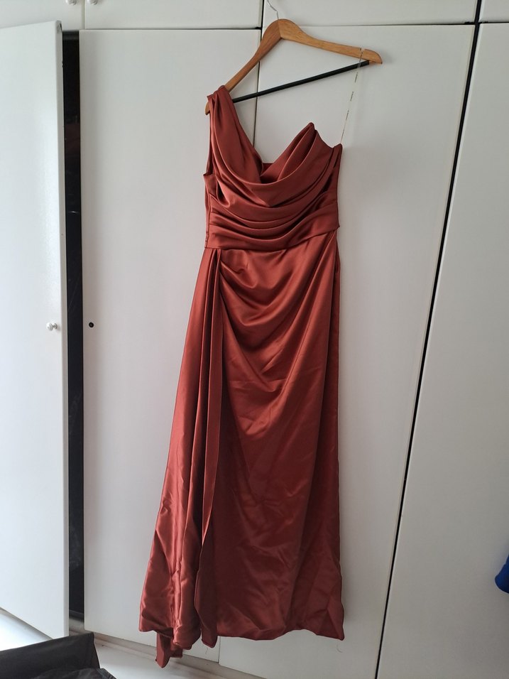 kiremit rengir romance Drapeli Uzun Abiye Elbise - Görsel 2