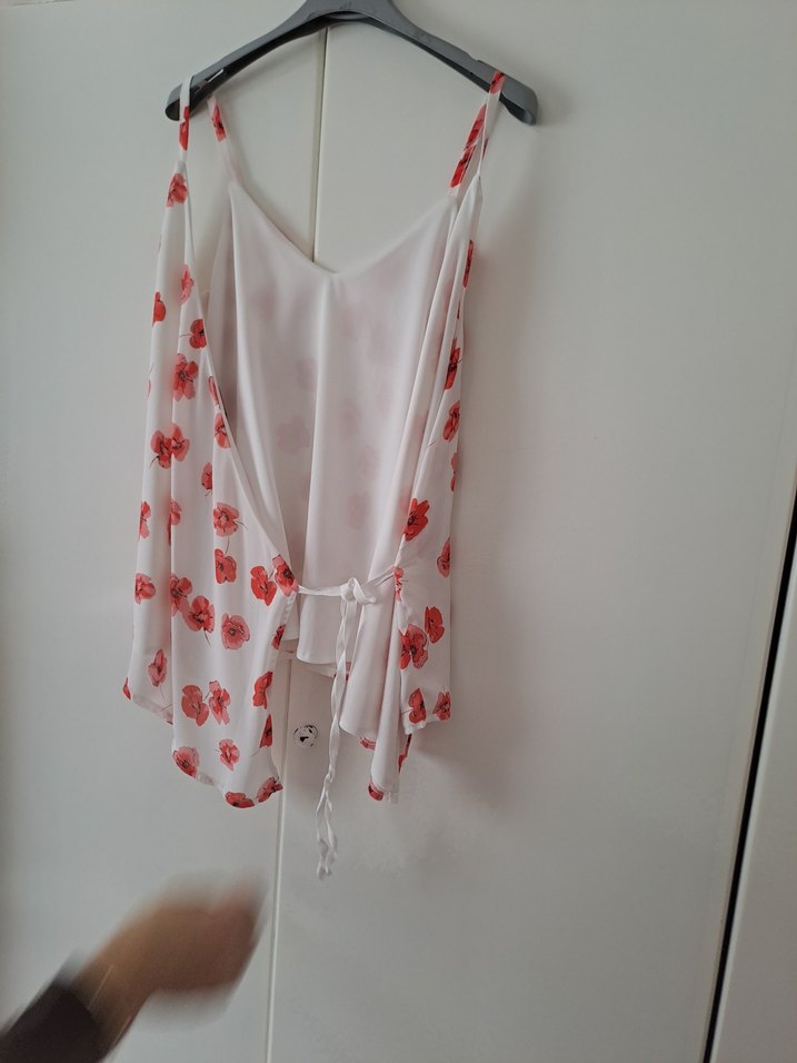 Çiçek Desenli V Yaka Mini Bluz - Görsel 4