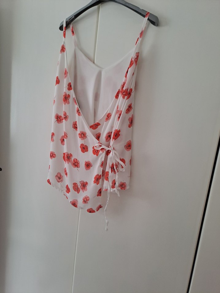 Çiçek Desenli V Yaka Mini Bluz - Görsel 2