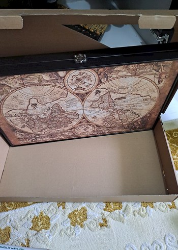 Yenigün Tavla  Dünya Haritası Desenli Tavla Takımı - Görsel 7