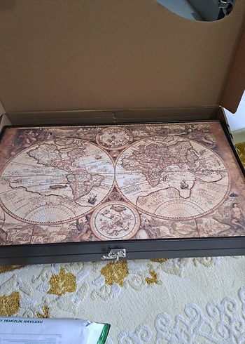 Yenigün Tavla  Dünya Haritası Desenli Tavla Takımı - Görsel 3