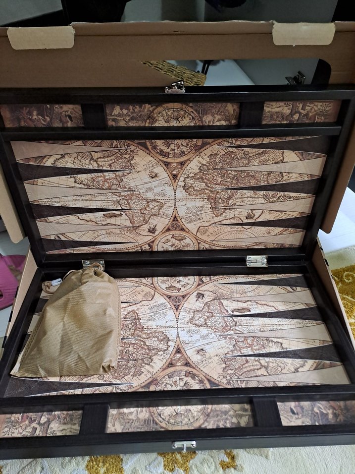 Yenigün Tavla  Dünya Haritası Desenli Tavla Takımı - Görsel 2