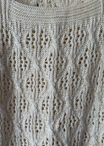 Bej Örgü Bohem Kadın Kazak - Görsel 7