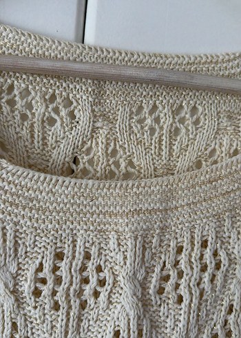 Bej Örgü Bohem Kadın Kazak - Görsel 6