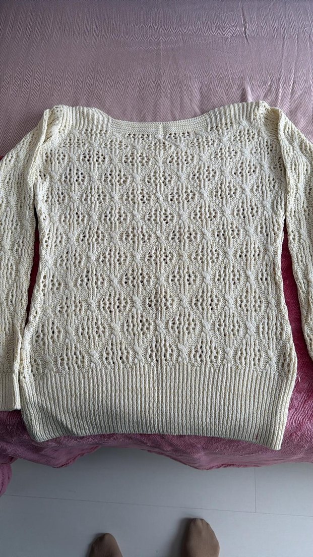 Bej Örgü Bohem Kadın Kazak - Görsel 4