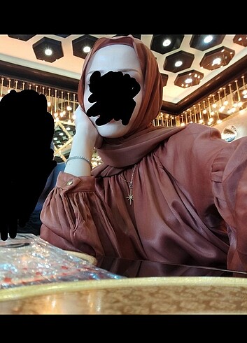 l Beden camel Renk saten abiye