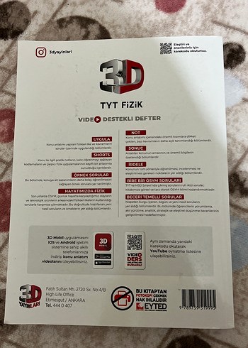 TYT Fizik 3D Video Destekli Defter