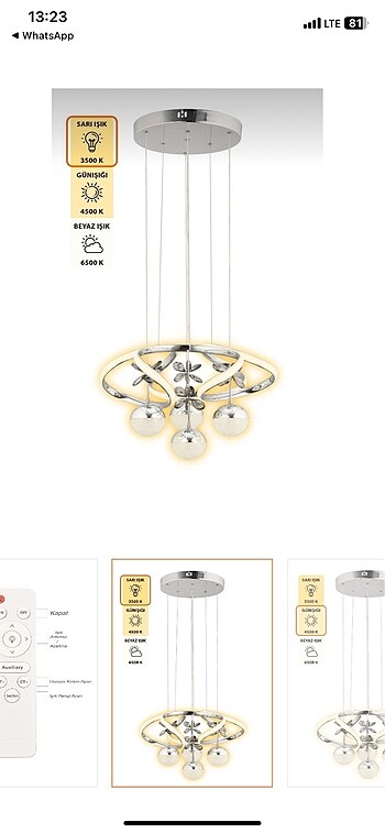 Beden çeşitli Renk MODERN 4 TOPLU LED AVİZE (GÜMÜŞ RENGİ )